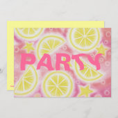 Rechteck der Party Einladung "Lemonade" in Rosa (Vorne/Hinten)