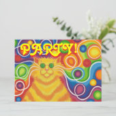 Rechteck der Psy-cat-delischen Party Einladung (Stehend Vorderseite)