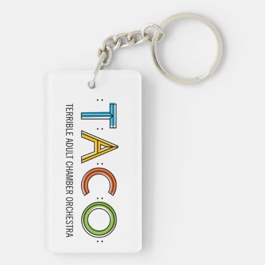 Rechteck (doppelseitiger) TACO Schlüsselanhänger (Rückseite)