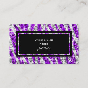 Rechteck-Geschäftskartenschwarzes GlitzZebra lila Visitenkarte