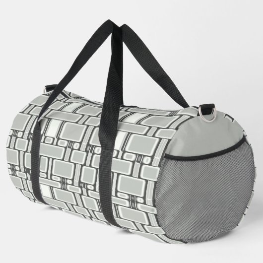 Rechteck Muster Neutral Grau Duffle Bag (Rechte Ecke)