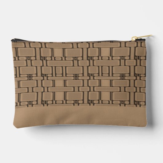 Rechteck Muster Neutral Tan Zubehörtasche (Rückseite)