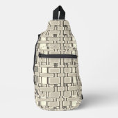 Rechteck Muster neutrale Beige Crossbody Bag (Vorderseite)