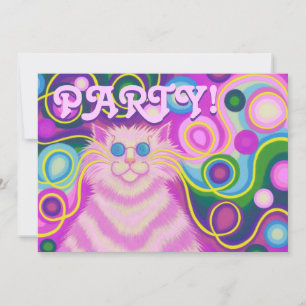 Rechteck Psy-cat-delikate rosa Party Einladung