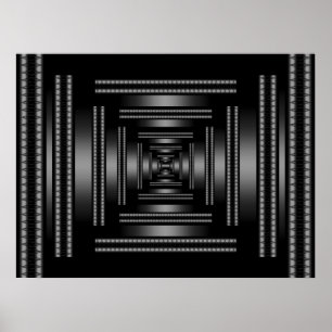 Rechteck Vision Black Abstract drucken Poster