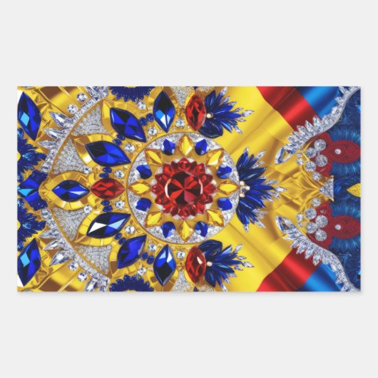 Rechteckaufkleber mit rumänischen Farben Rechteckiger Aufkleber (Vorderseite)