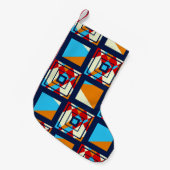 Rechtecke aus bunten Stücken. Trendnahtlose Pappe Kleiner Weihnachtsstrumpf (Vorderansicht (hängend))