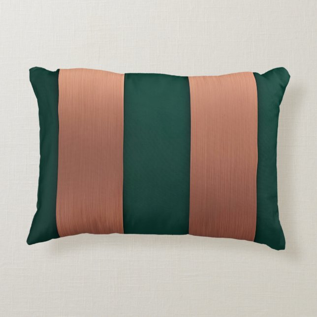 Rechtecke Copper Green AI Art Dekokissen (Rückseite)