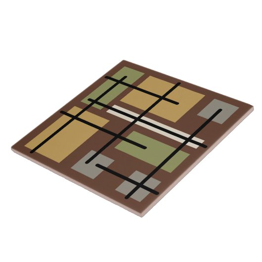 Rechtecke im Mittelalter, braun, mehrfarbig Fliese (Seite)