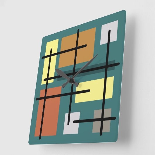 Rechtecke im Mittelalter Quadrate Aquamarin mehrfa Quadratische Wanduhr (Winkel)