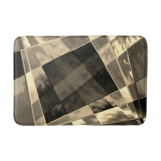 Rechtecke in Holz oder Beige geneigt? Badematte (Vorderseite)