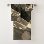 Rechtecke in Holz oder Beige geneigt? Badhandtuch Set (Insitu)