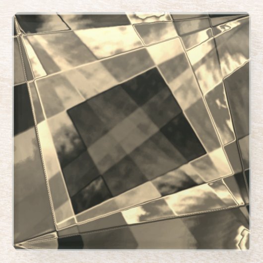 Rechtecke in Holz oder Beige geneigt? Glasuntersetzer (Vorderseite)