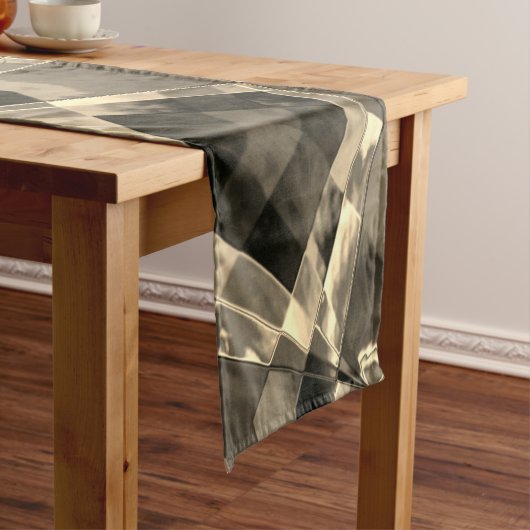Rechtecke in Holz oder Beige geneigt? Kurzer Tischläufer (Beispiel)