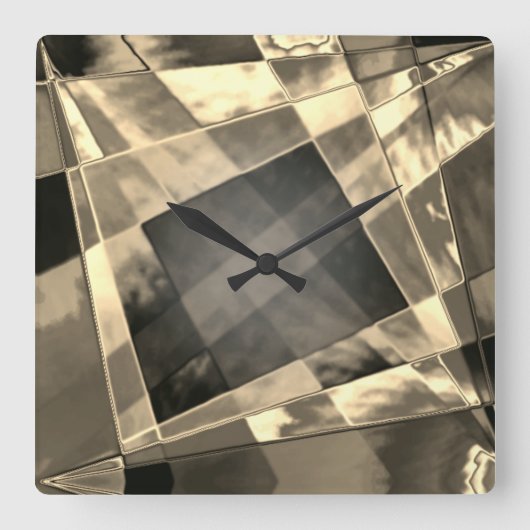 Rechtecke in Holz oder Beige geneigt? Quadratische Wanduhr (Vorderseite)