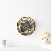 Rechtecke in Holz oder Beige geneigt? Runde Wanduhr (Zuhause)