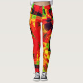Rechtecke, mit oder ohne Streifen ...rot gelblich Leggings (Vorderseite)
