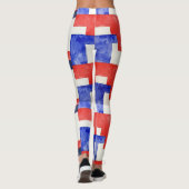 Rechtecke Rot Blau Nahtloses Muster Leggings (Rückseite)