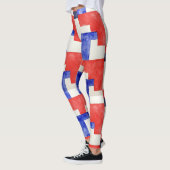 Rechtecke Rot Blau Nahtloses Muster Leggings (Links)
