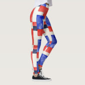 Rechtecke Rot Blau Nahtloses Muster Leggings (Rechts)