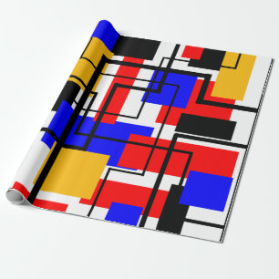 Rechtecke und Linien im Bauhaus - weiß Geschenkpapier