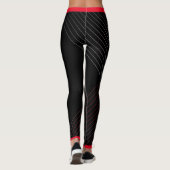 Rechteckförmige geometrische rote Linien - Schwarz Leggings (Rückseite)