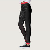 Rechteckförmige geometrische rote Linien - Schwarz Leggings (Links)