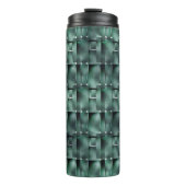 Rechteckige Formate in grüner Farbe und dunklem Fl Thermosbecher (Vorderseite)