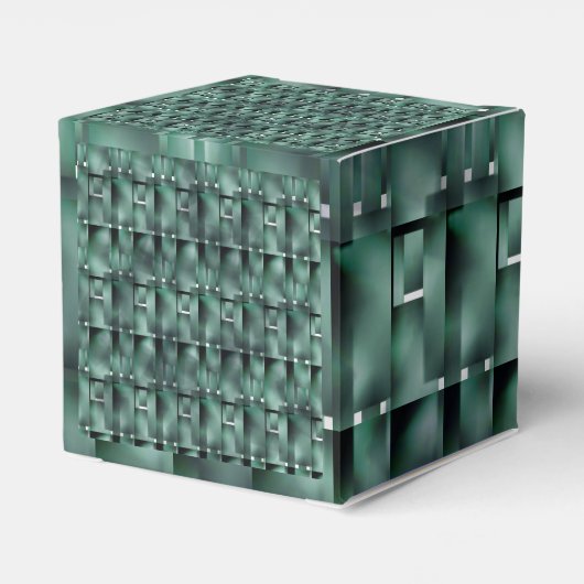 Rechteckige Formen in dunkel und gepunktet grün Geschenkschachtel (Rückseite)