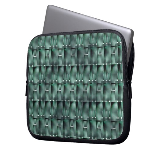 Rechteckige Formen in dunkel und gepunktet grün Laptopschutzhülle (Vorderseite Links)