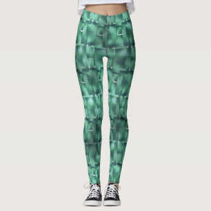 Rechteckige Formen in dunkel und gepunktet grün Leggings