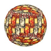 Rechteckige, geschnitzte Stücke in Beige und Rot Baseball (Rückseite)