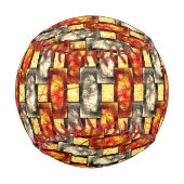 Rechteckige, geschnitzte Stücke in Beige und Rot Baseball (Vorderseite)