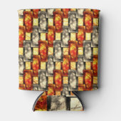 Rechteckige, geschnitzte Stücke in Beige und Rot Dosenkühler (Vorderseite)