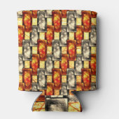 Rechteckige, geschnitzte Stücke in Beige und Rot Dosenkühler (Rückseite)