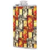 Rechteckige, geschnitzte Stücke in Beige und Rot Flachmann (Links)