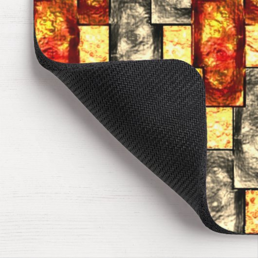 Rechteckige, geschnitzte Stücke in Beige und Rot Mousepad (Ecke)