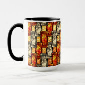 Rechteckige, geschnitzte Stücke in Beige und Rot Tasse (Links)