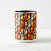 Rechteckige, geschnitzte Stücke in Beige und Rot Tasse (Zentrum)