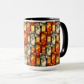 Rechteckige, geschnitzte Stücke in Beige und Rot Tasse (VorderseiteRechts)