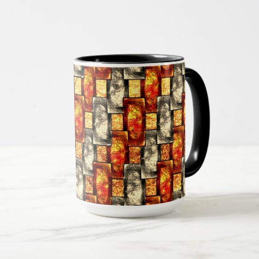 Rechteckige, geschnitzte Stücke in Beige und Rot Tasse (VorderseiteRechts)