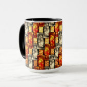 Rechteckige, geschnitzte Stücke in Beige und Rot Tasse (Vorderseite Links)