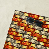 Rechteckige, geschnitzte Stücke in Rot und Beige Strandtuch (Beispiel)