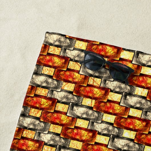 Rechteckige, geschnitzte Stücke in Rot und Beige Strandtuch (Beispiel)