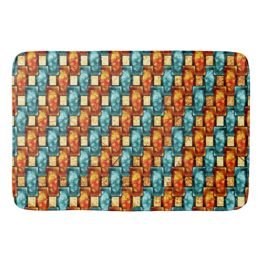 Rechteckige, geschnitzte und gefärbte Teller, Oran Badematte (Vorderseite)