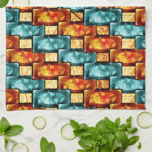 Rechteckige, geschnitzte und gefärbte Teller, Oran Geschirrtuch (Gefaltet)