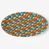 Rechteckige, geschnitzte und gefärbte Teller, Oran Pappteller (Schrägansicht)