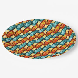 Rechteckige, geschnitzte und gefärbte Teller, Oran Pappteller