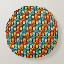 Rechteckige, geschnitzte und gefärbte Teller, Oran Rundes Kissen