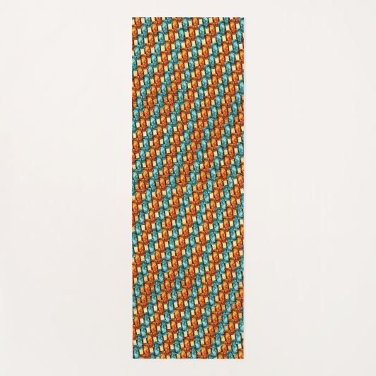 Rechteckige, geschnitzte und gefärbte Teller, Oran Yogamatte (Vorderseite)